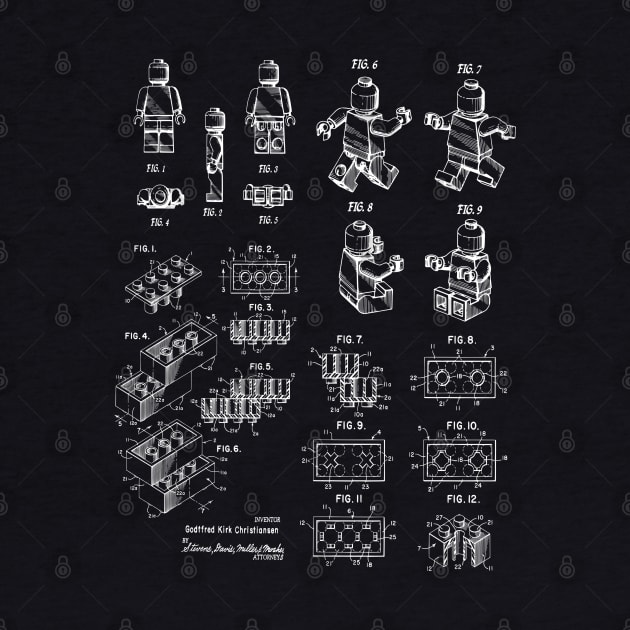 Lego Bricks And Lego Man Patent Prints by MadebyDesign